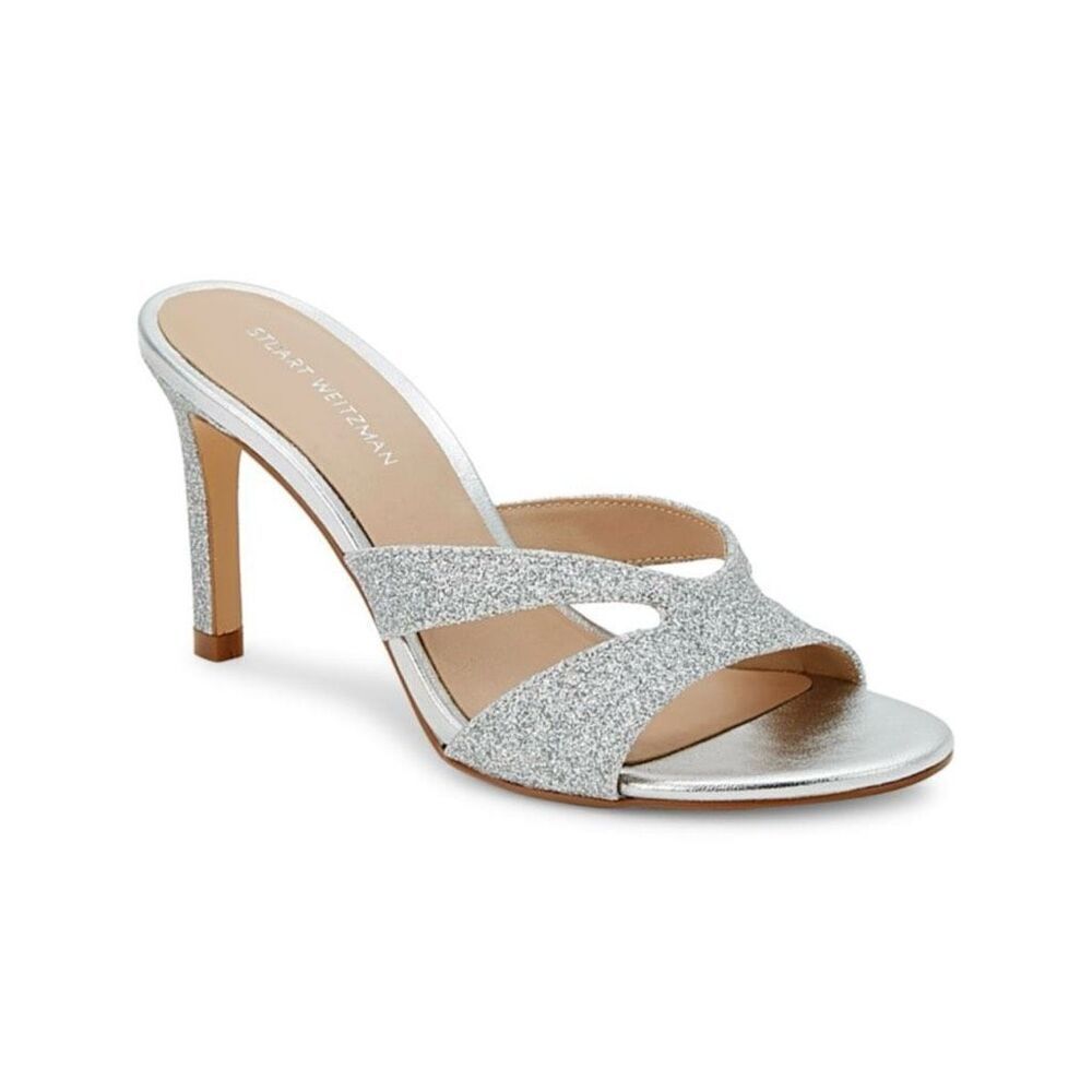 NWT Stuart Weitzman Mariposa silver gilitter sandals Size 7